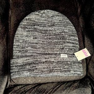 NWT PINK VICTORIAS SECRET GRAY & BLACK BEANIE